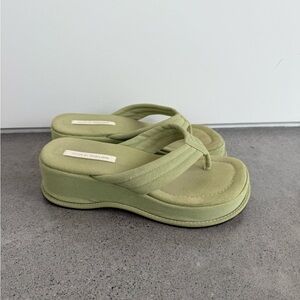 Olive Green Platform Flip Flop Sandals